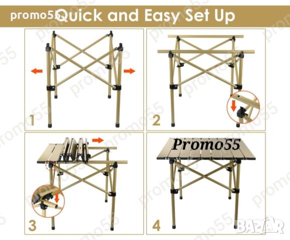 Преносима Сгъваема Маса в Калъф Три Размера за Къмпинг, Пикник, Барбекю, снимка 6 - Градински мебели, декорация  - 46721030