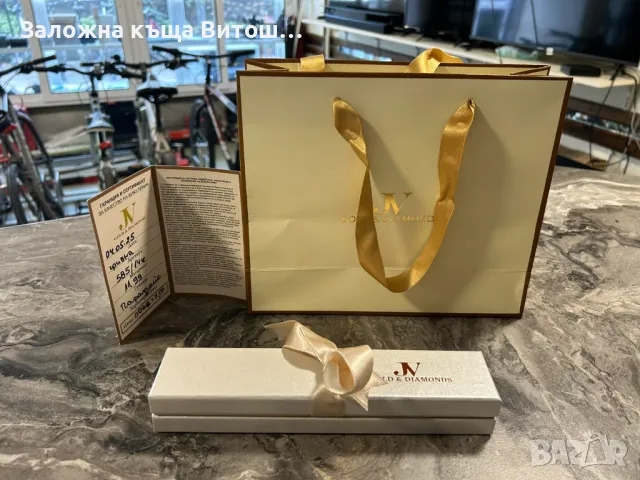 Златна гривна 14к 11.99 грама със черни камъни , снимка 12 - Гривни - 50301711