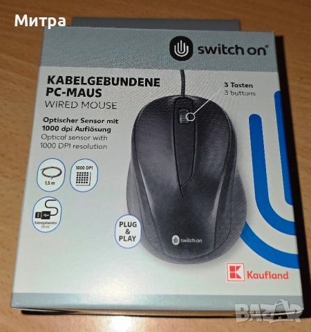 кабелна мишка switch on, снимка 3 - Клавиатури и мишки - 51646518