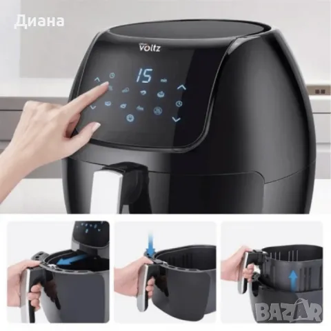 Промоция❗️Най-големият фритюрник/Air fryer  Voltz, 7.7L, 2 Г ГАРАНЦИЯ,л, снимка 2 - Уреди за готвене на пара - 48019578