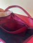 Червена дамска чанта с кожени елементи и джоб с цип ❤️, снимка 6