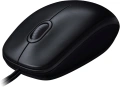 Мишка Logitech M100 с кабел, USB, 3 бутона, 1000 DPI оптично проследяване, за двете ръце - черна, снимка 1