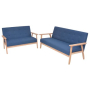 vidaXL Комплект дивани, 2 части, плат, сини（SKU:274914