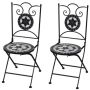vidaXL Сгъваеми бистро столове, 2 бр, мозайка, черно и бяло（SKU:41533, снимка 1 - Столове - 45840883