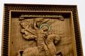 Позлатена релефна икона на Свети Георги Победоносец от масивен дъб - 9 карата, снимка 5