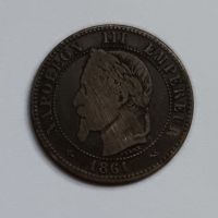 2 сантима 1861 Франция Френска монета 2 сантима Франция 1861 К Наполеон III , снимка 4 - Нумизматика и бонистика - 45550702