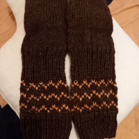 Ръчно плетени мъжки чорапи от вълна размер 45, снимка 5 - Мъжки чорапи - 44611029