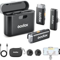 Нов Godox WES1 Kit2 Двуканален Лавалиер Микрофон 2.4G за iPhone Айфон, снимка 1 - Микрофони - 45509178