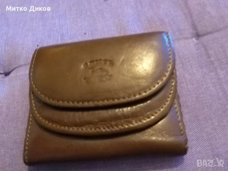 Портфейл компактен малък марков на Камел 85х75мм естествена кожа, снимка 1