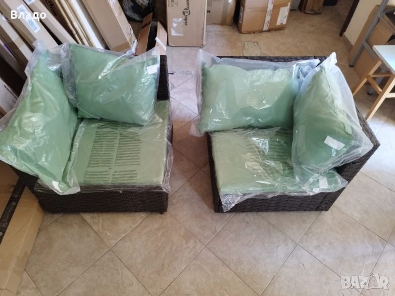 Ратанови столове с възглавници, снимка 1