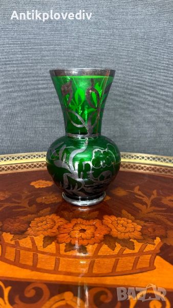 Кристална ваза Bohemia със сребро, снимка 1