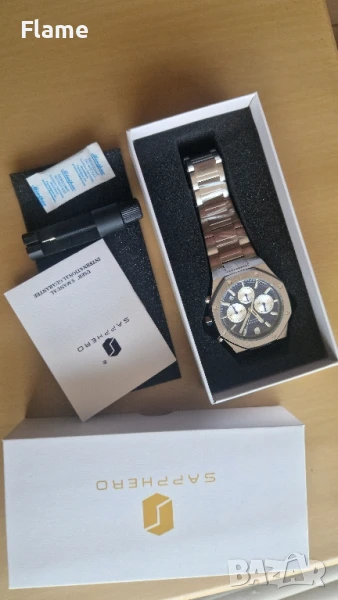 Чисто Нов Sapphero Royal Oak мъжки водоустойчив изчистен и стилен хронограф часовник, снимка 1