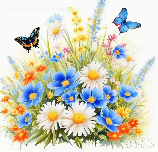 Гоблен шампа с кръстат бод - Танц на пеперуди сред цветя , снимка 1