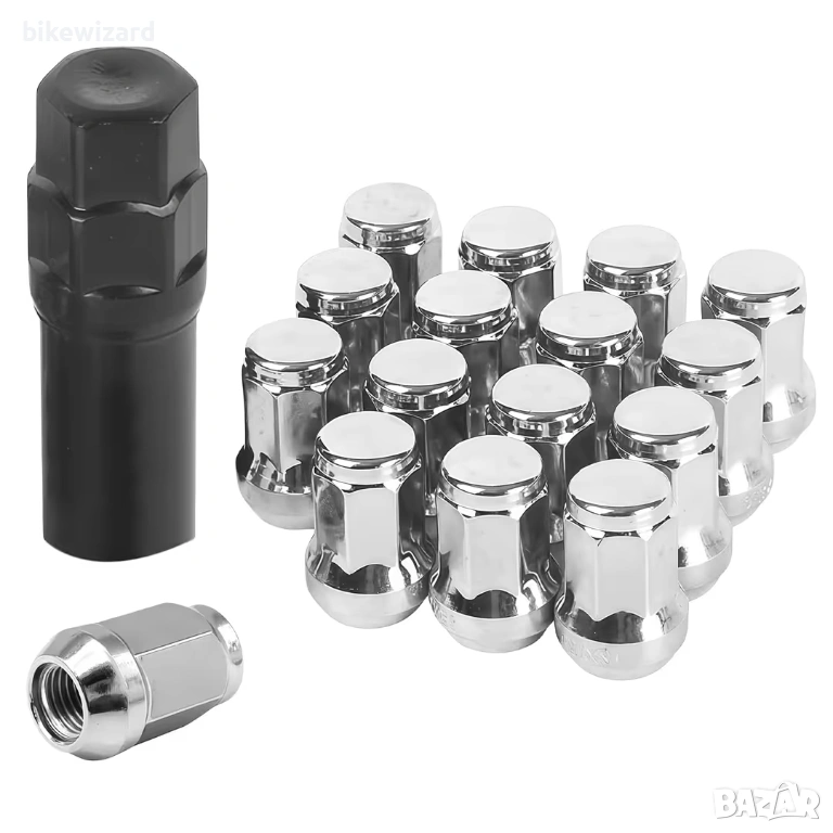 20 броя гайки за джанти M12x1.5 + ключ НОВИ, снимка 1
