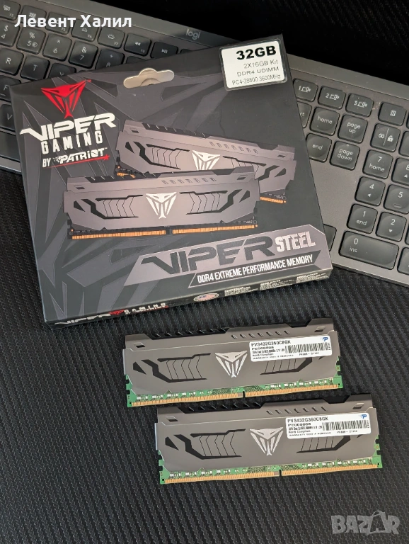 32GB (2x16GB) DDR4 3600MHz Patriot Viper Steel, снимка 1