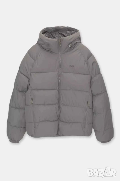 Мъжко ватирано яке с качулка Pull&Bear STWD, 100% полиестер, Сиво, XL, снимка 1