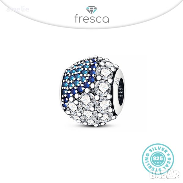 Талисман Fresca по модел тип Пандора сребро 925 Pandora Blue Dream. Колекция Amélie, снимка 1