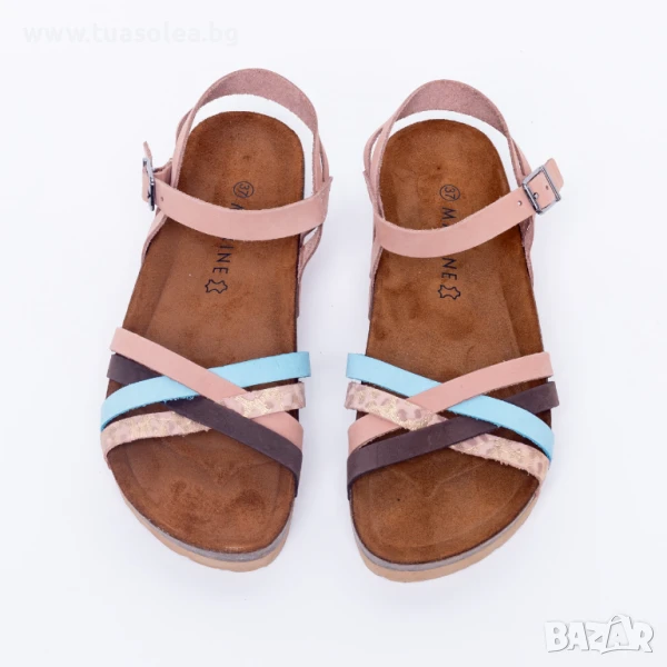 🥁 Намаление - Цветни дамски сандали от естествен набук | Марка Tuasolea, снимка 1