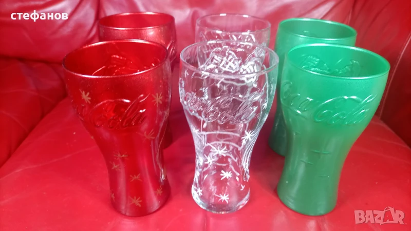Чаши Кока Кола, новогодишни, цветни, снимка 1