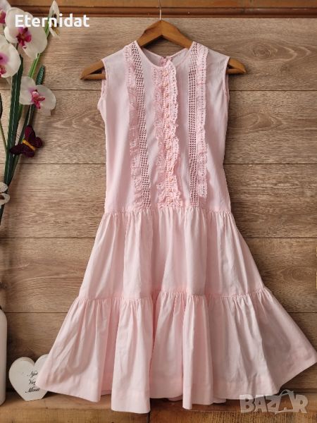 Розова рокля памучна материя , снимка 1