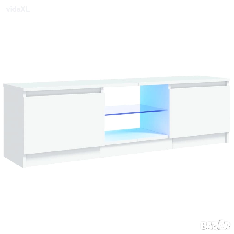 vidaXL ТВ шкаф с LED осветление, бял, 120x30х36 см(SKU:804283), снимка 1
