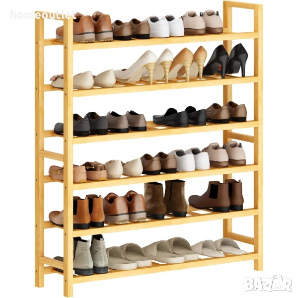 ПРОМОЦИЯ Бамбуков рафт за съхранение на обувки с 6 нива 60HSJFXJ-6-D, снимка 1