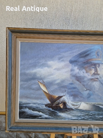 Уникална антикварна авторска майсторска картина масло върху платно , снимка 5 - Картини - 51668865