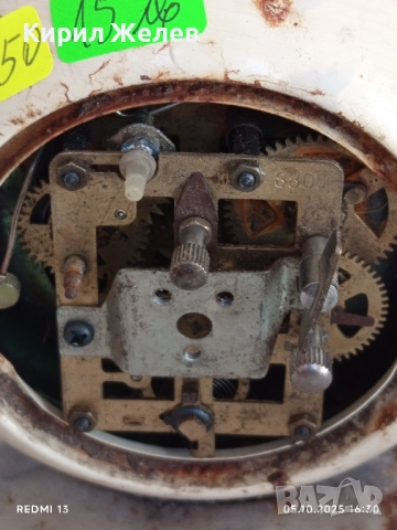 Стар механичен будилник SHANGHAI CHINA рядък за части ремонт КОЛЕКЦИЯ 44050, снимка 6 - Антикварни и старинни предмети - 51952657