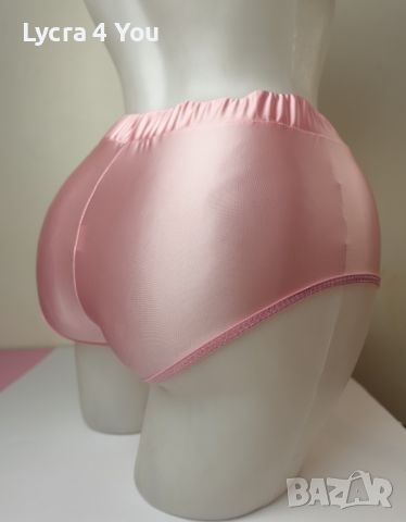 S/M розови супер лъскави дамски сатенени бикини/полубоксер