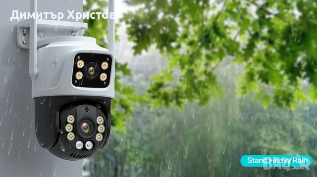 Двойна охранителна камера 2x4MP. Нощно виждане, интернет, снимка 6 - IP камери - 53503098