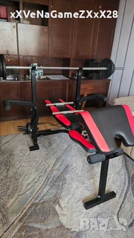 Муктифункционална лежанка с пълен комплект тежести, снимка 3 - Фитнес уреди - 54070020
