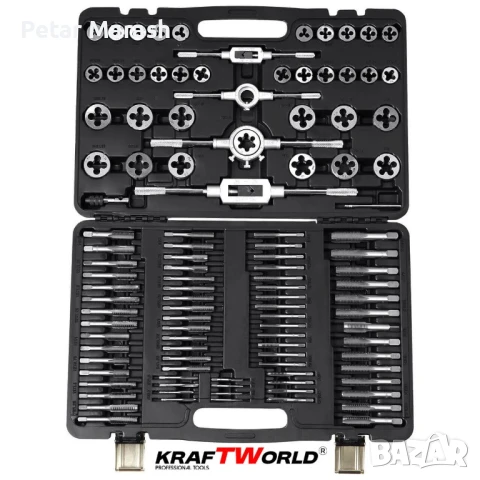 Комплект 110 части за резба KraftWorld | Метчици и плашки в куфар, снимка 2 - Куфари с инструменти - 51066071