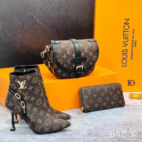 дамски комплект чанта, боти на ток и портмоне louis vuitton , снимка 10 - Чанти - 47991256