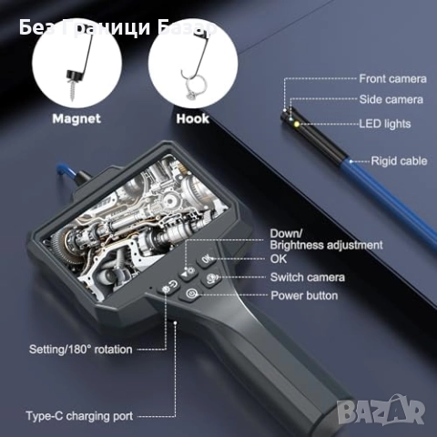 Нова HD ендоскоп камера с двойна леща, 4.3" IPS дисплей и 3.5 м кабел, снимка 3 - Друга електроника - 52272947