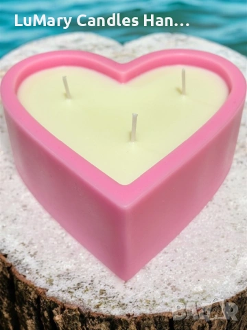 Свещ “ Розово сърце”, снимка 5 - Декорация за дома - 53222893