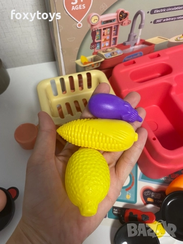 Детска мивка с течаща вода с малка кухня, снимка 7 - Образователни игри - 52669934