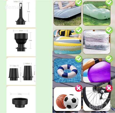 Преносима въздушна помпа за надуваеми предмети, черна, снимка 2 - Други стоки за дома - 53779133