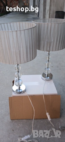 Нощна лампа Relaxdays абажур от воалирана тъкан и кристални стъклени топки, снимка 5 - Настолни лампи - 53715958