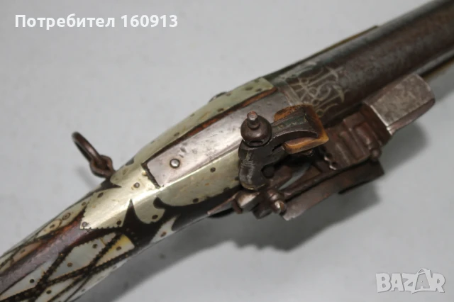 Автентичен оригинален балкански Джефердар . Кремъчна пушка ., снимка 6 - Антикварни и старинни предмети - 51423254