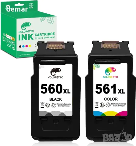 COLORETTO касета с мастило за принтер PG-560XL CL-561XL черна и цветна за Canon 560 XL 561 XL, снимка 1 - Консумативи за принтери - 49111941