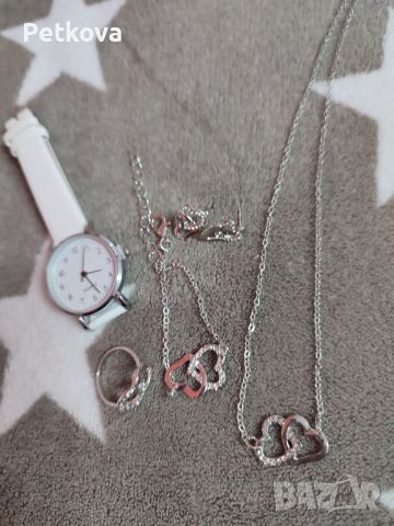 Дамски подаръчен комплект, часовник, гривна, колие, пръстен, обеци , снимка 4 - Обеци - 45559919