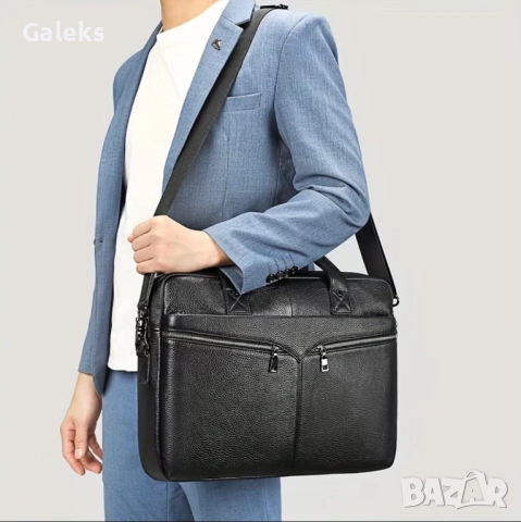 Мъжка елегантна офис чанта за лаптоп 15”/Бизнес куфарче от естест. кожа!, снимка 13 - Чанти - 53481102