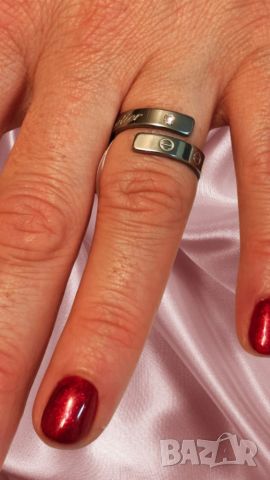 Уникален дамски пръстен от неръждаема стомана с камъни цирконий Doria, снимка 2 - Пръстени - 46409489