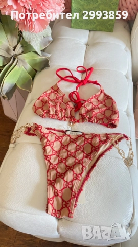 Бикини бански Гучи*Gucci technical gold chain