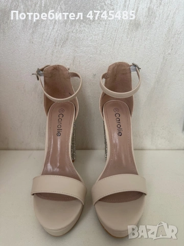 Обувки с ток (бежови), снимка 2 - Дамски обувки на ток - 53585118