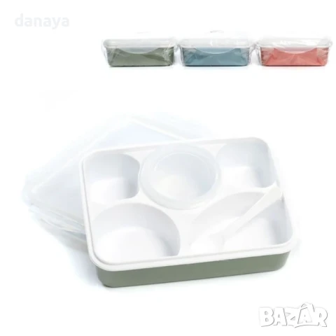 6052 Кутия за храна с отделения лъжичка и купичка за сос, снимка 5 - Кутии за храна - 51273264