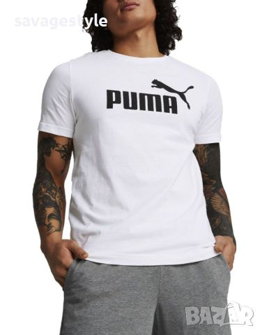 Мъжка тениска PUMA Essentials Logo Cotton Tee White, снимка 1 - Тениски - 46124218