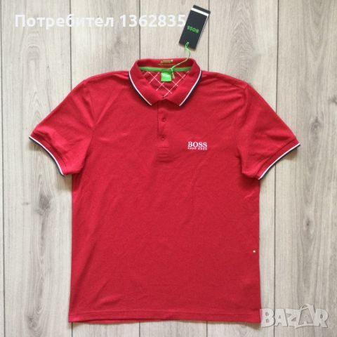 НОВА оригинална памучна червена поло тениска с яка HUGO BOSS размер L от Германия, снимка 1 - Тениски - 46065206