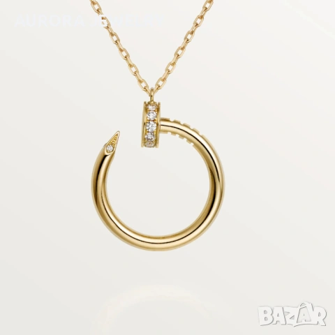CARTIER Nail Juste un Clou Gold Diamonds Pendant Дамско Колие Пирон, снимка 10 - Колиета, медальони, синджири - 53007251