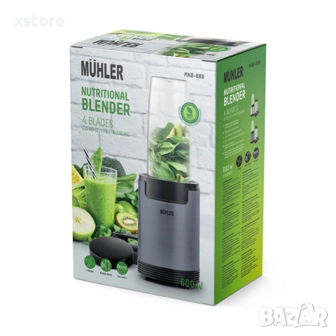 Нутри блендер Muhler, 600W, 6 ножа, 2 чаши,, снимка 5 - Блендери - 52595633